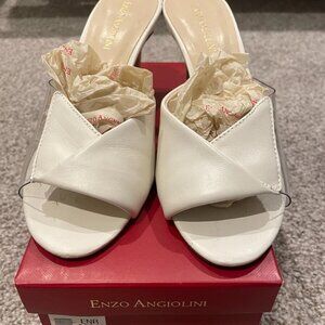 Enzo Angiolini Women's Alabaster Adelia Leather Sandal White Size 6.5